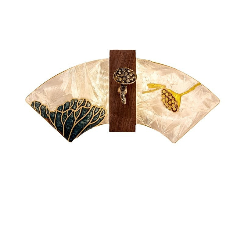 Walnut Copper Acrylic Scalloped Wall Lamp