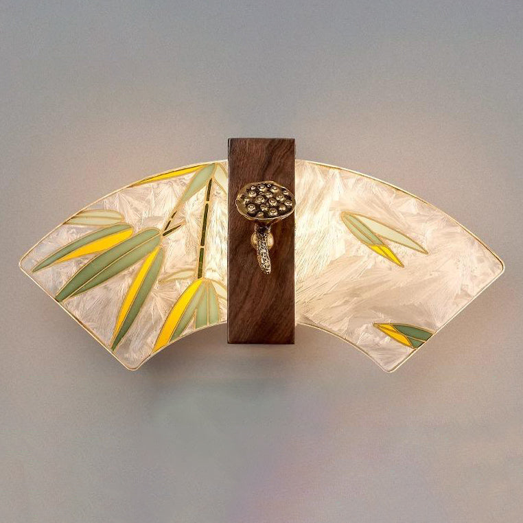 Walnut Copper Acrylic Scalloped Wall Lamp