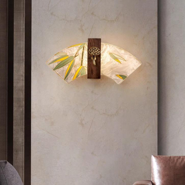 Walnut Copper Acrylic Scalloped Wall Lamp