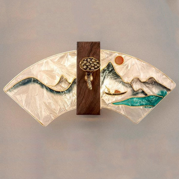Walnut Copper Acrylic Scalloped Wall Lamp