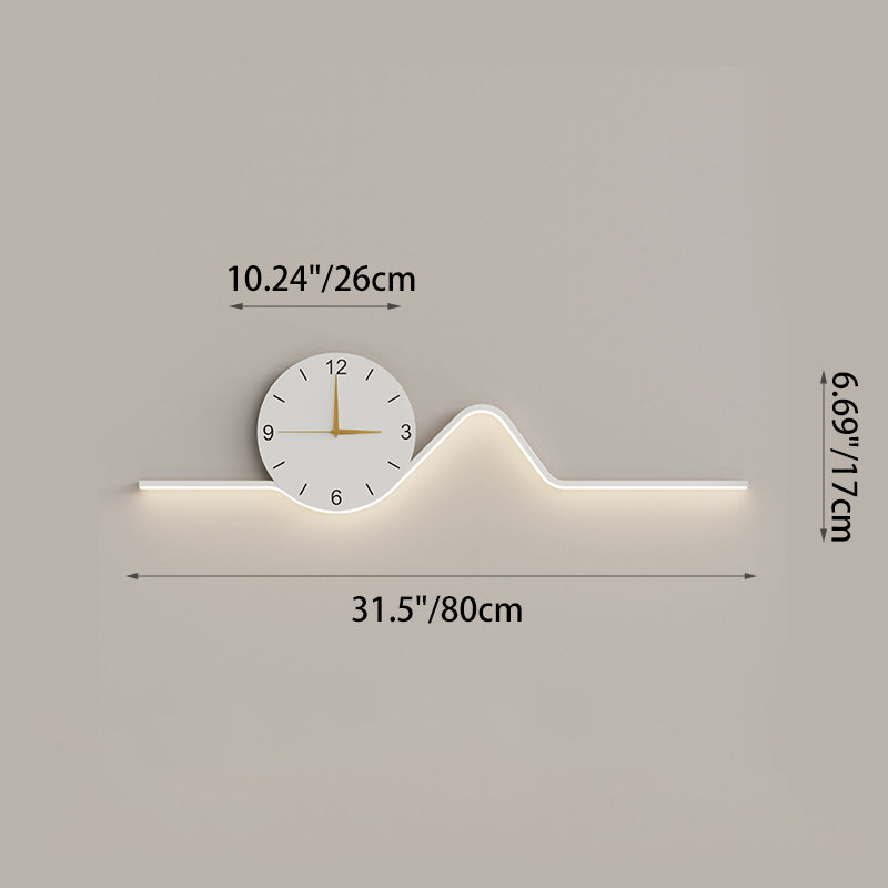 Iron Acrylic Line Clock Wall Lamp