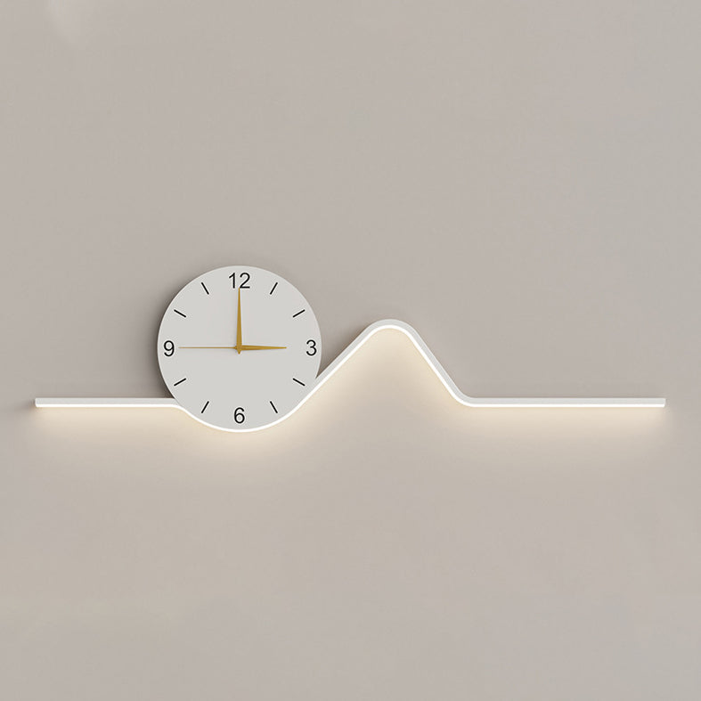 Iron Acrylic Line Clock Wall Lamp