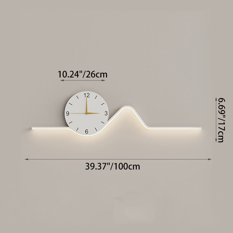 Iron Acrylic Line Clock Wall Lamp