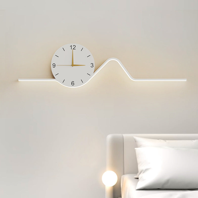 Iron Acrylic Line Clock Wall Lamp