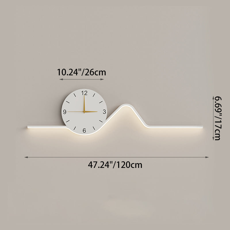 Iron Acrylic Line Clock Wall Lamp