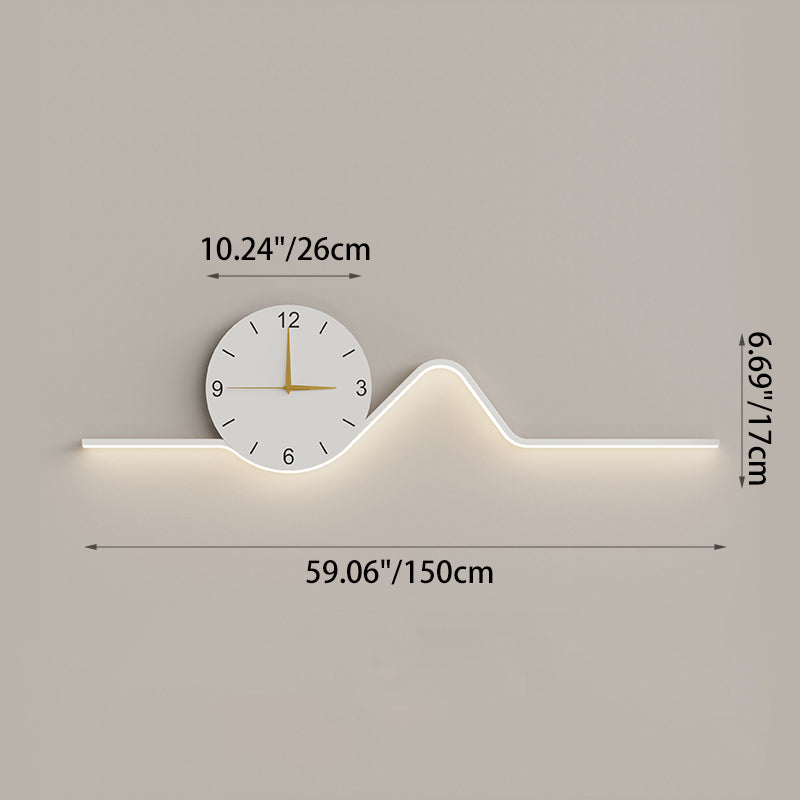 Iron Acrylic Line Clock Wall Lamp