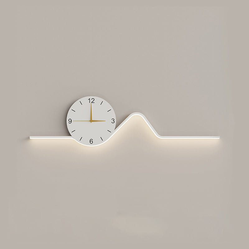 Iron Acrylic Line Clock Wall Lamp