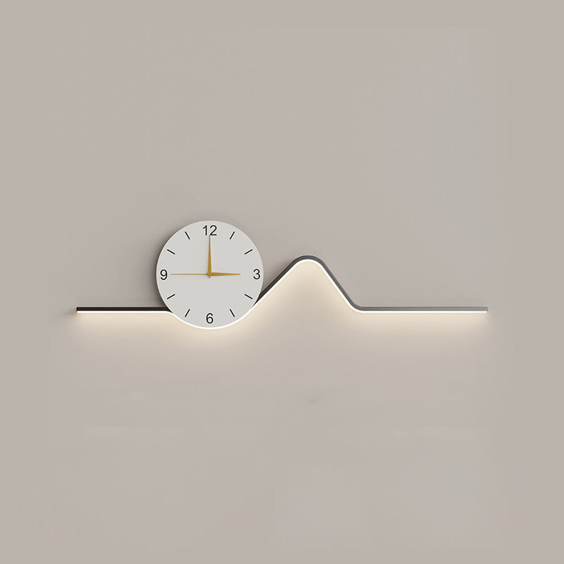 Iron Acrylic Line Clock Wall Lamp