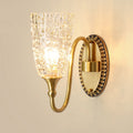 Brass Glass Carved Cylinder Wall Lamp