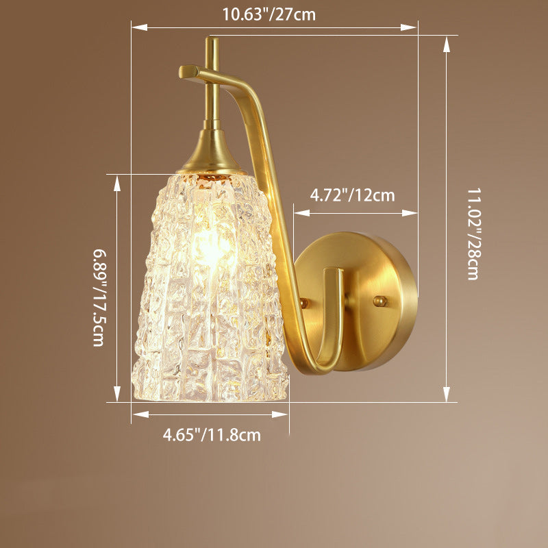 Brass Glass Cylinder Ice Wall Lamp