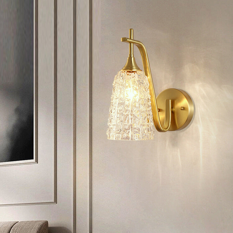 Brass Glass Cylinder Ice Wall Lamp