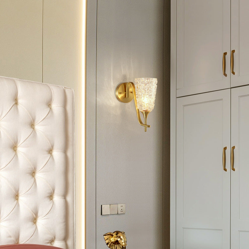 Brass Glass Cylinder Ice Wall Lamp