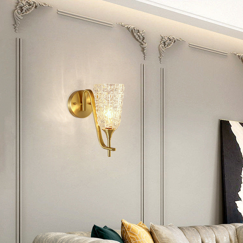 Brass Glass Cylinder Ice Wall Lamp