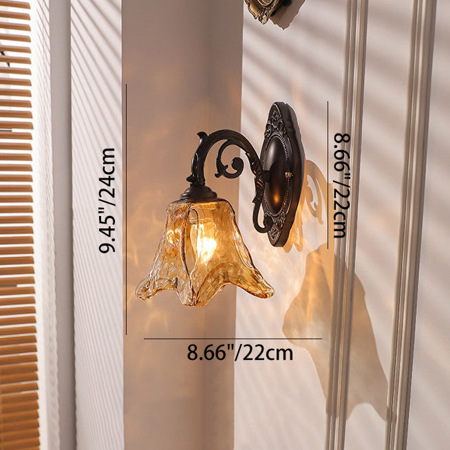 Floral Iron Glass Aluminum Wall Lamp