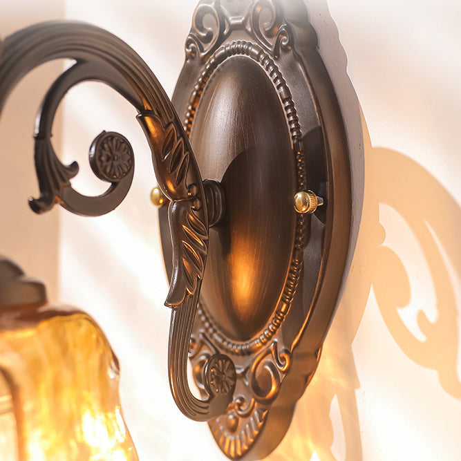 Floral Iron Glass Aluminum Wall Lamp