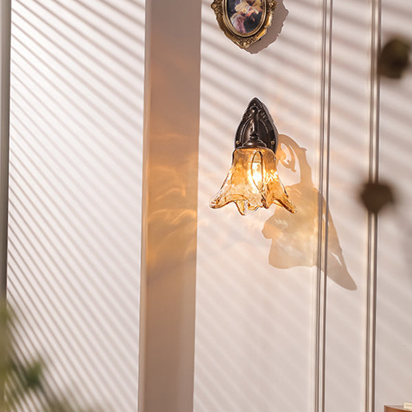 Floral Iron Glass Aluminum Wall Lamp
