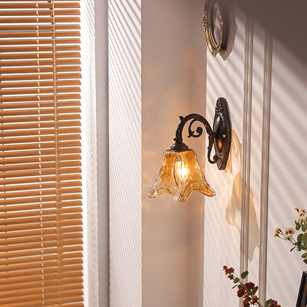Floral Iron Glass Aluminum Wall Lamp