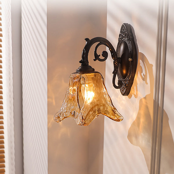 Floral Iron Glass Aluminum Wall Lamp