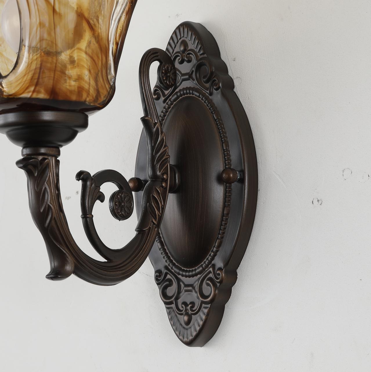 Floral Iron Glass Aluminum Wall Lamp