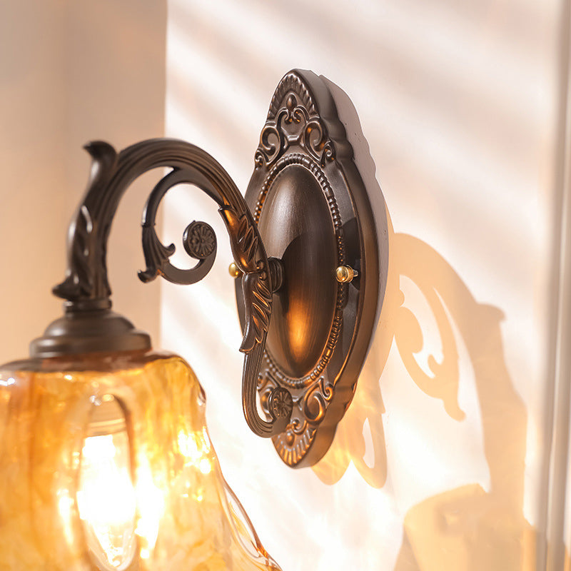 Floral Iron Glass Aluminum Wall Lamp