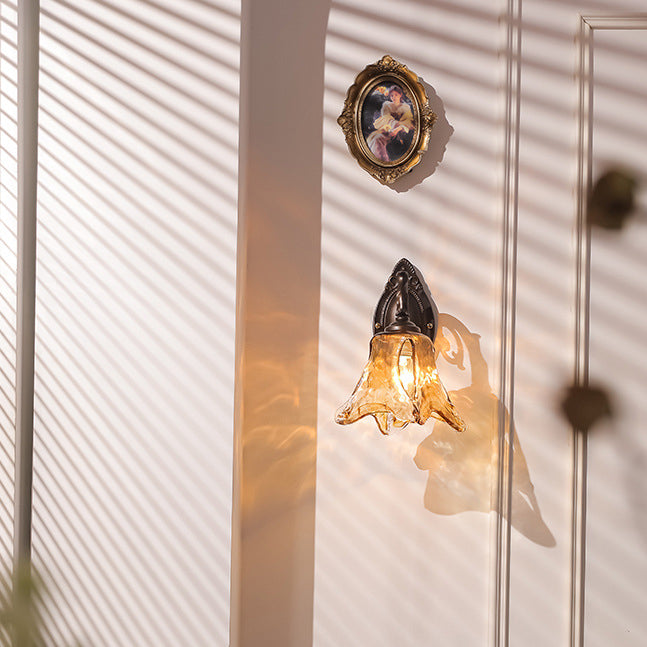 Floral Iron Glass Aluminum Wall Lamp