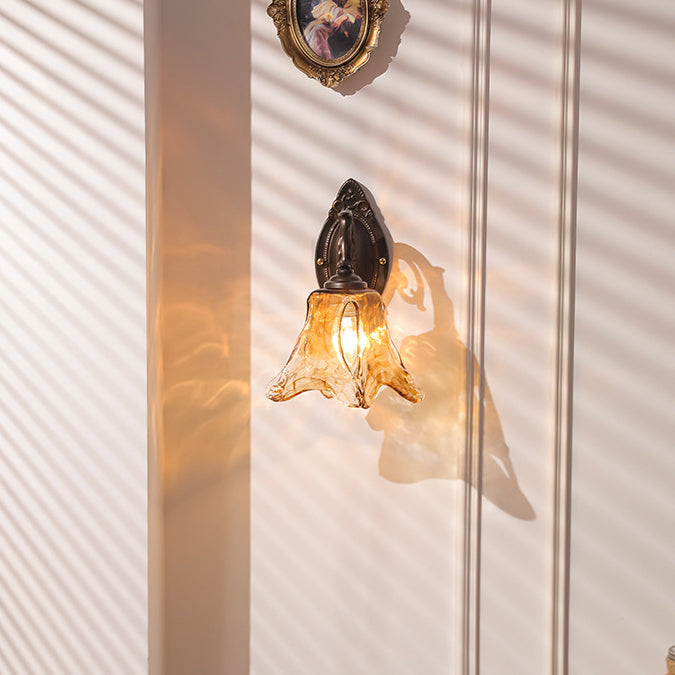 Floral Iron Glass Aluminum Wall Lamp