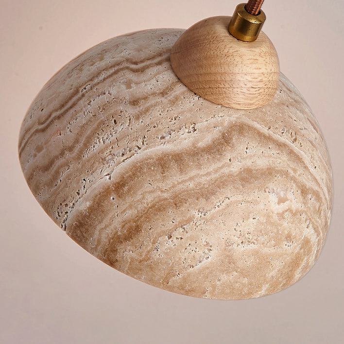 Travertine Wood Cylinder Conic Wall Lamp