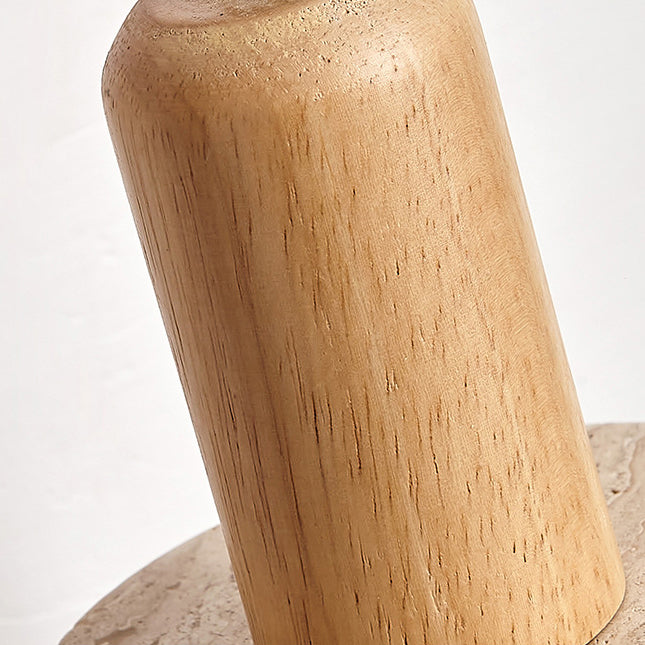 Travertine Wood Cylinder Conic Wall Lamp