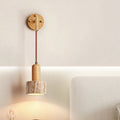 Travertine Wood Cylinder Conic Wall Lamp