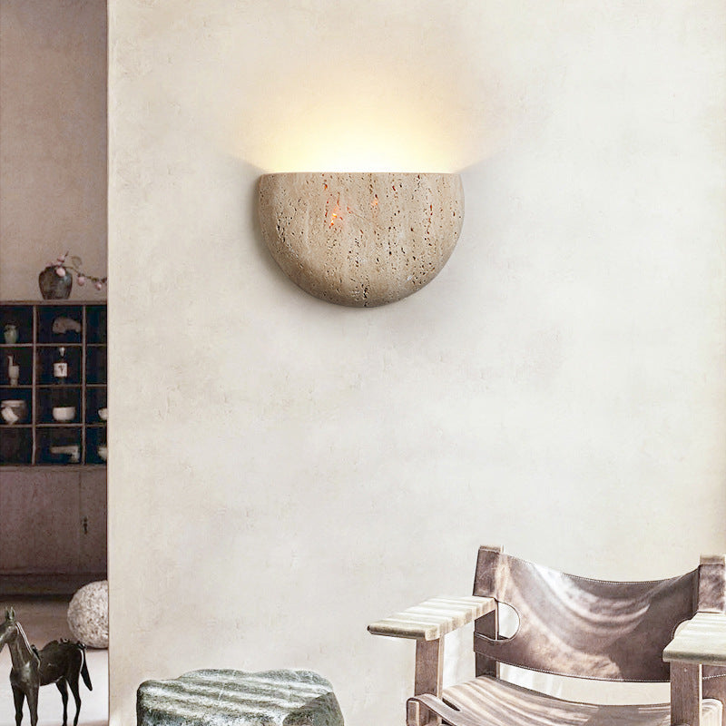 Travertine Semicircular Hallway Wall Lamp