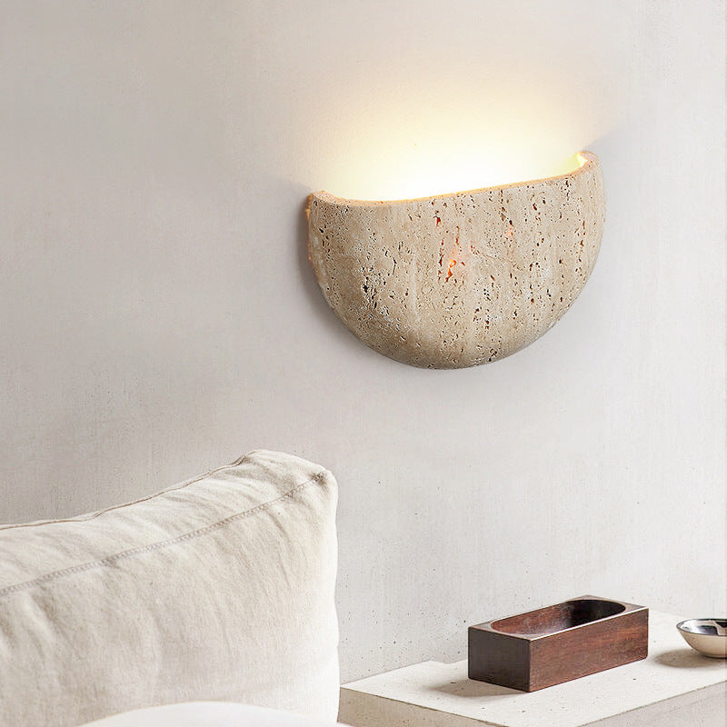 Travertine Semicircular Hallway Wall Lamp