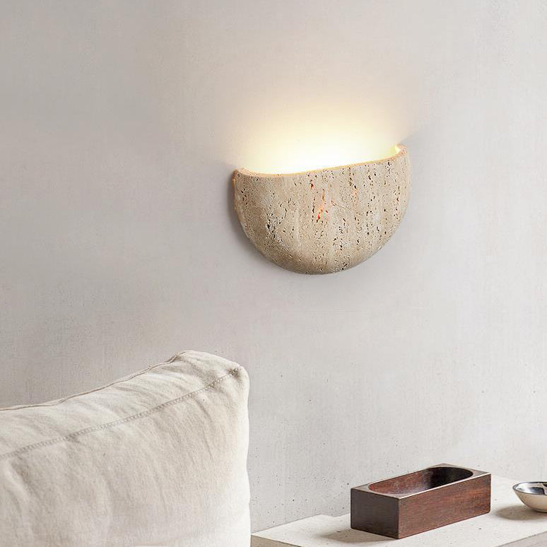 Travertine Semicircular Hallway Wall Lamp