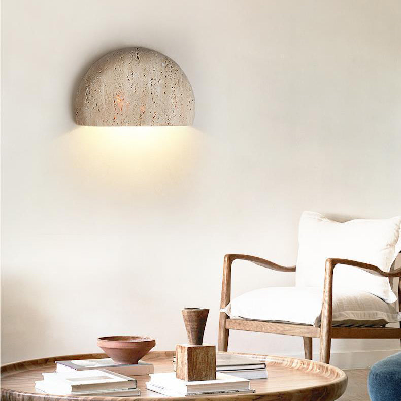 Travertine Semicircular Hallway Wall Lamp