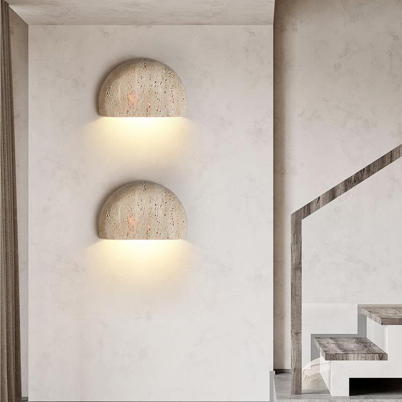 Travertine Semicircular Hallway Wall Lamp