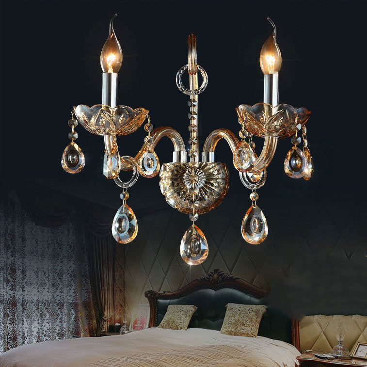 Glass Fabric Crystal Goat's Wall Lamp