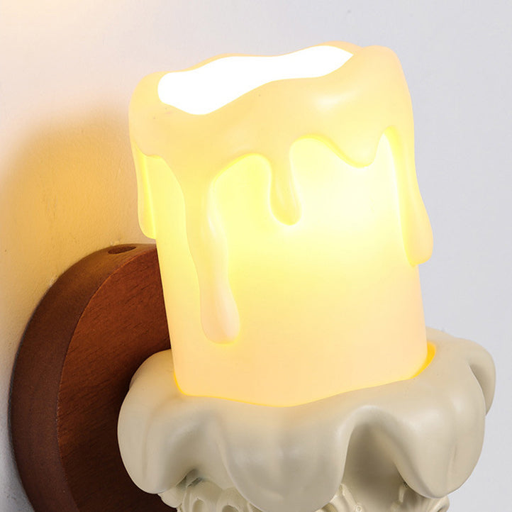 Resin Wood Glass Candle Wall Lamp