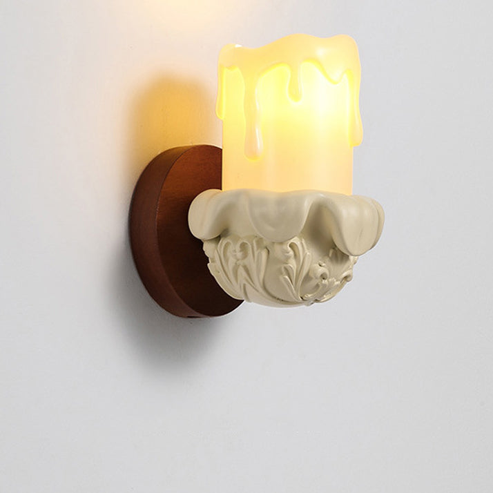 Resin Wood Glass Candle Wall Lamp