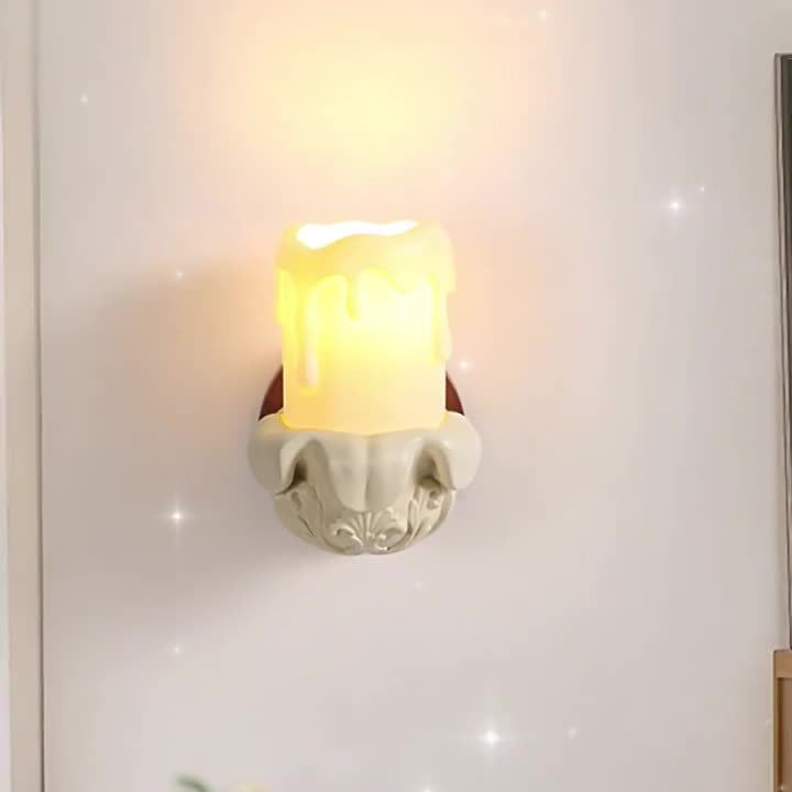 Resin Wood Glass Candle Wall Lamp