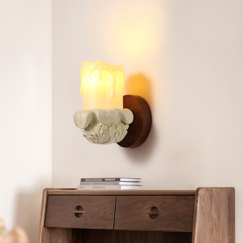 Resin Wood Glass Candle Wall Lamp