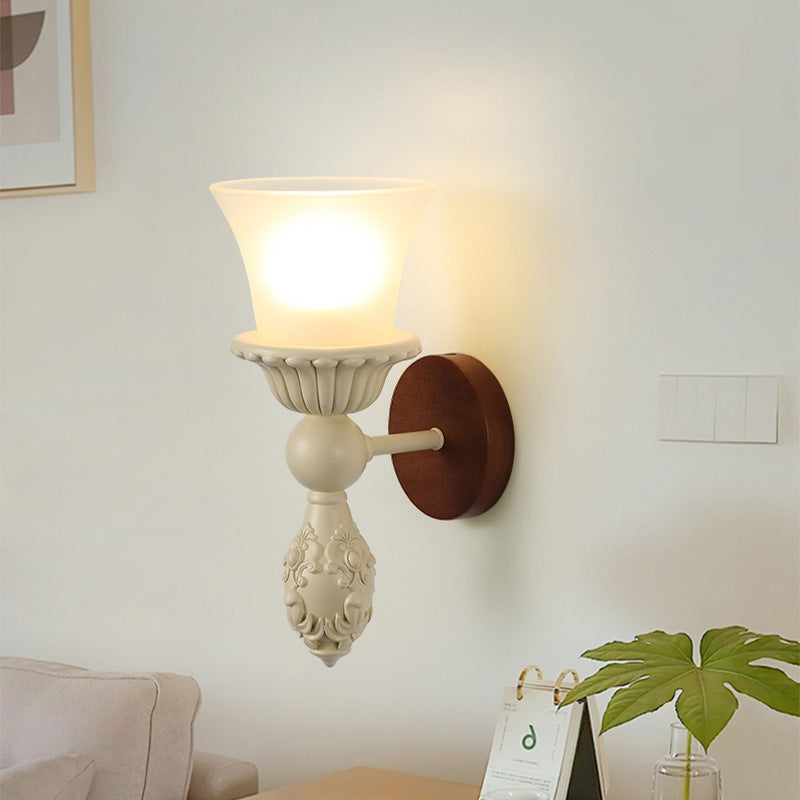 Resin Wood Glass Candle Wall Lamp