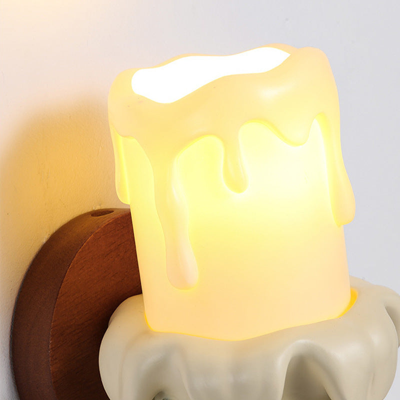 Resin Wood Glass Candle Wall Lamp
