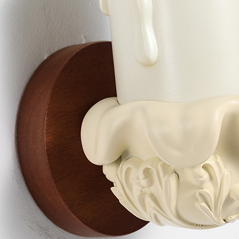 Resin Wood Glass Candle Wall Lamp