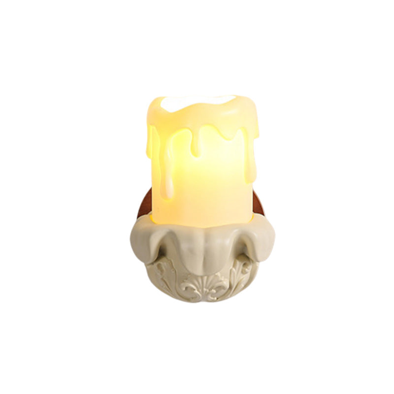 Resin Wood Glass Candle Wall Lamp