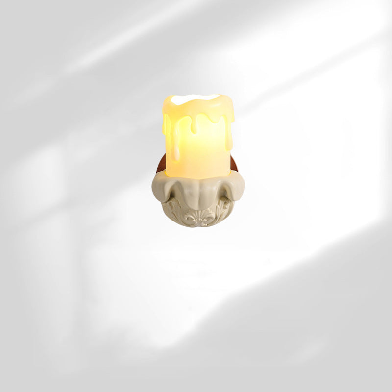 Resin Wood Glass Candle Wall Lamp