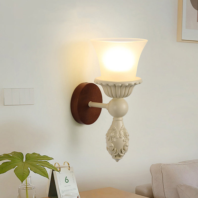 Resin Wood Glass Candle Wall Lamp