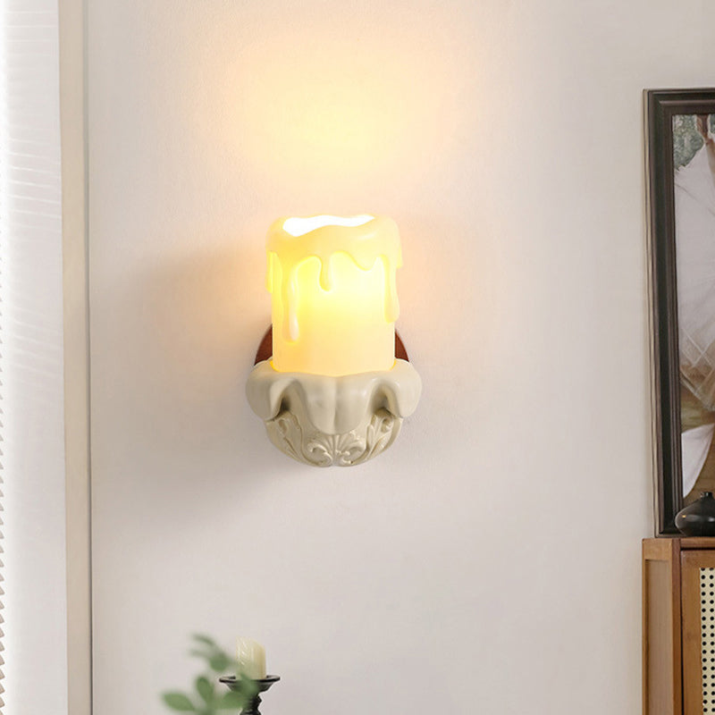 Resin Wood Glass Candle Wall Lamp