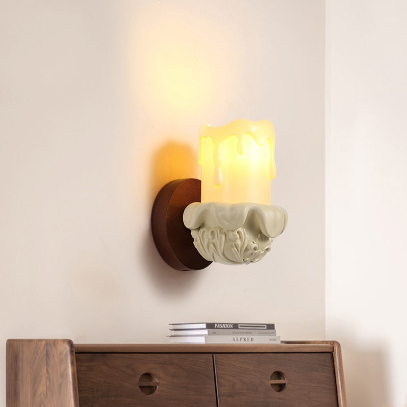 Resin Wood Glass Candle Wall Lamp