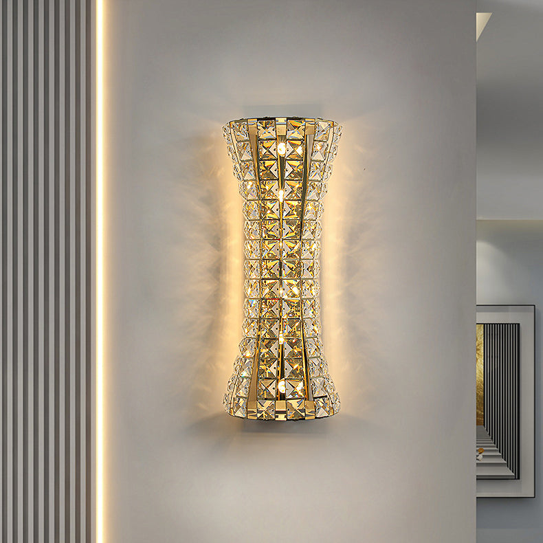 Crystal Stainless Steel Column 4-Light Wall Lamp