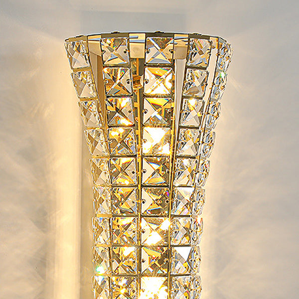 Crystal Stainless Steel Column 4-Light Wall Lamp