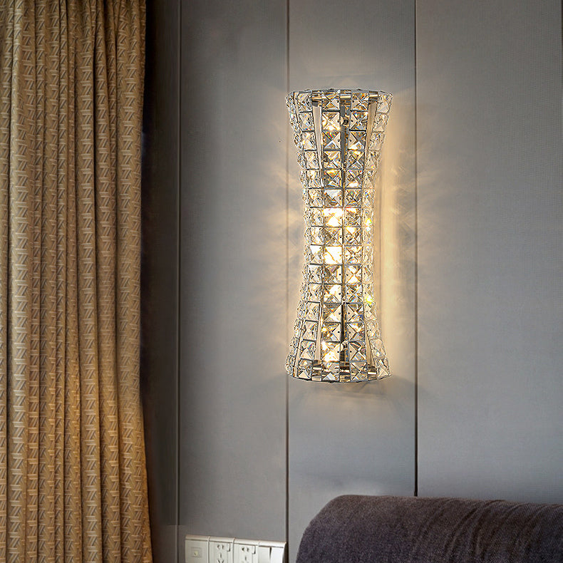 Crystal Stainless Steel Column 4-Light Wall Lamp